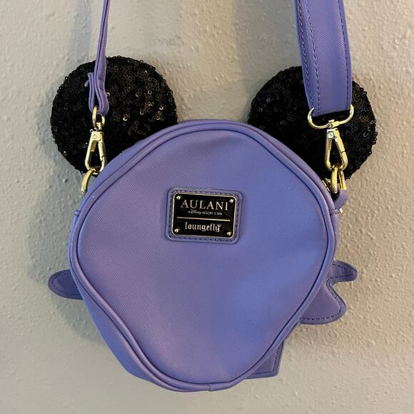 Disney Aulani Loungefly Crossbody Bag Sequin Mickey Shave Ice Exclusive Purple - Picture 3 of 10